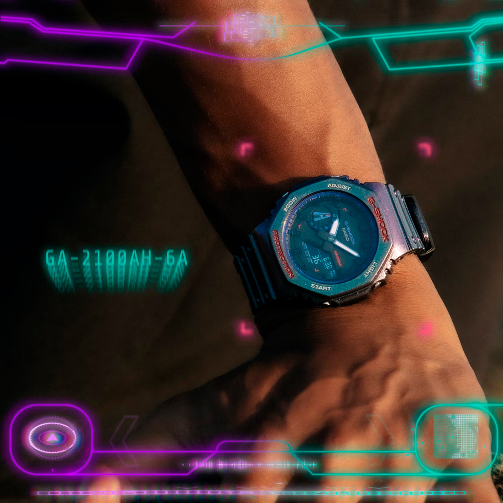 Reloj G-SHOCK GA-2100AH-6ADR Carbono/Resina Hombre Purpura/Verde