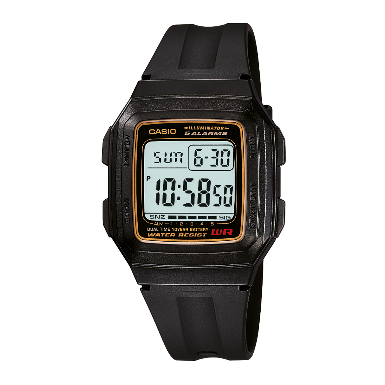 Reloj CASIO F-201WA-9ADF Resina Juvenil Negro