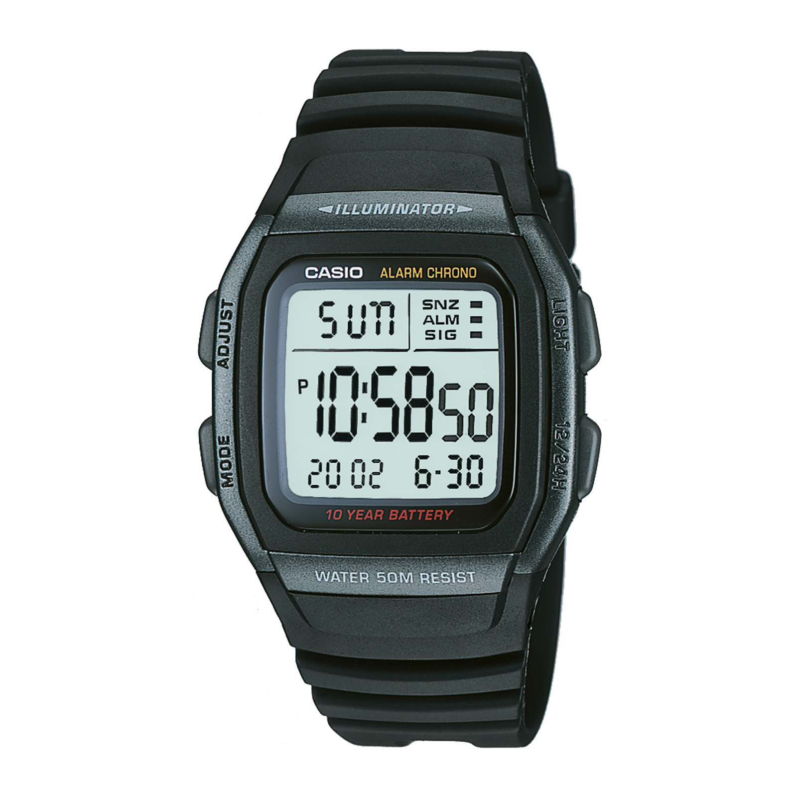 Reloj CASIO W-96H-1BVDF Resina Juvenil Negro